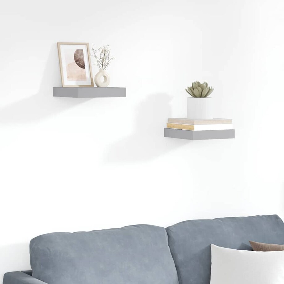 vidaXL Półki ścienne, 2 szt., szare, 23 x 23,5 x 3,8 cm, MDF
