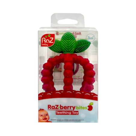 Gryzak silikonowy, Soczysta Malina z listkami, czerwony, RaZbaby