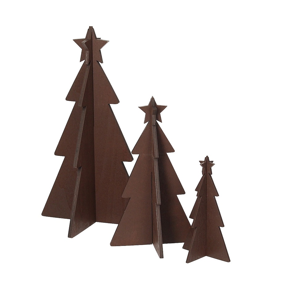 Dekoracja Rustic Trees 3 szt. brown boże narodzenie, święta, świąteczne, brązowy, 14/10/7x25/18/12 cm