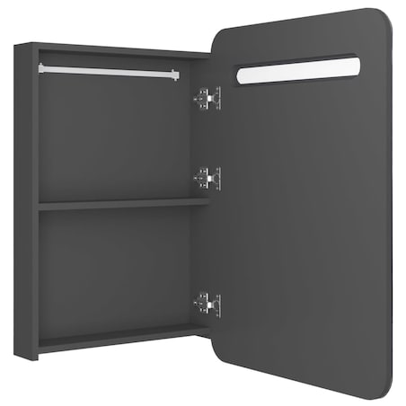 vidaXL Szafka łazienkowa z lustrem i LED, szara, 60x11x80 cm