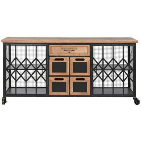 Komoda metalowa loftowa z siatką 122x37x58,5 cm