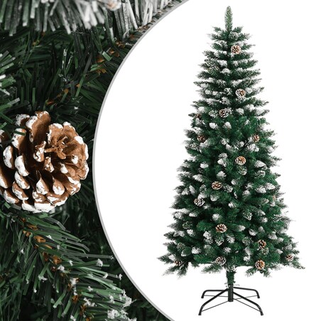 vidaXL Sztuczna choinka ze stojakiem, zielona, 120 cm, PVC