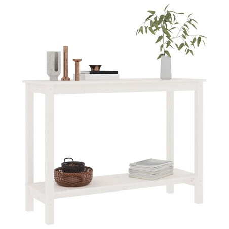 vidaXL Stolik konsolowy, biały, 110x40x80 cm, lite drewno sosnowe
