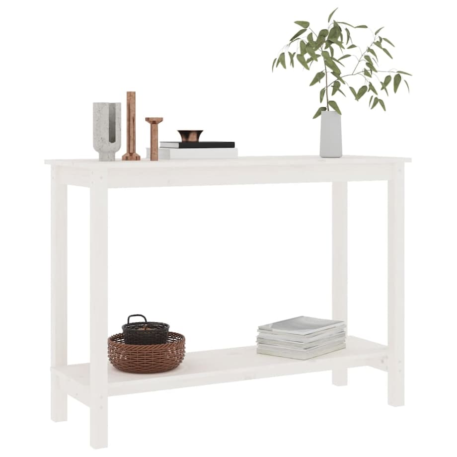 vidaXL Stolik konsolowy, biały, 110x40x80 cm, lite drewno sosnowe