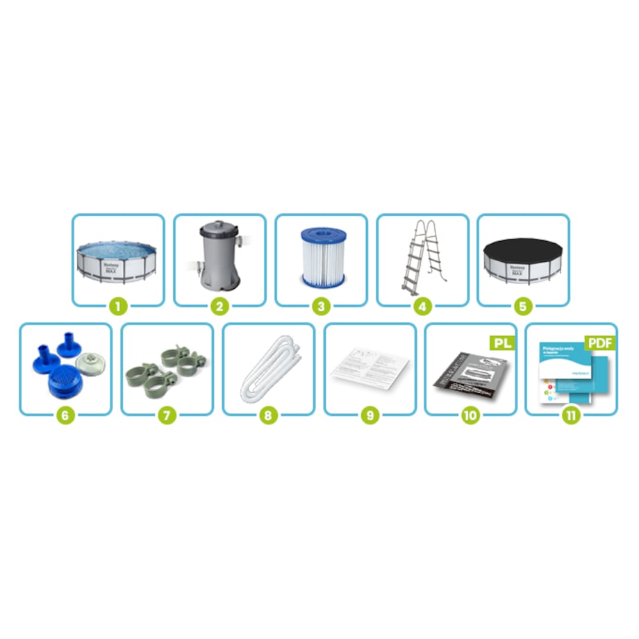 Basen ogrodowy stelażowy 457x107 cm Bestway 56488 10w1 zestaw