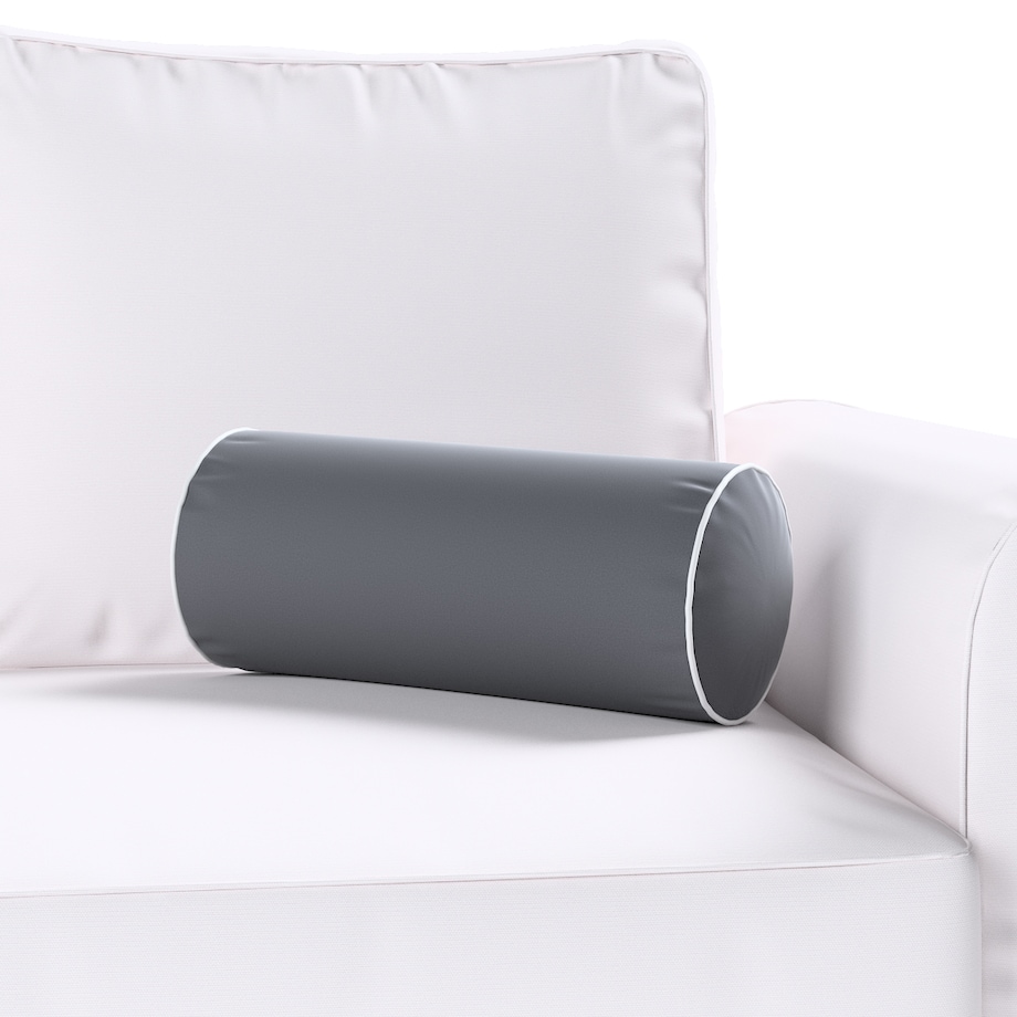 Poduszka wałek prosty z lamówką, grafitowy szary, Ø16 x 40 cm, Velvet