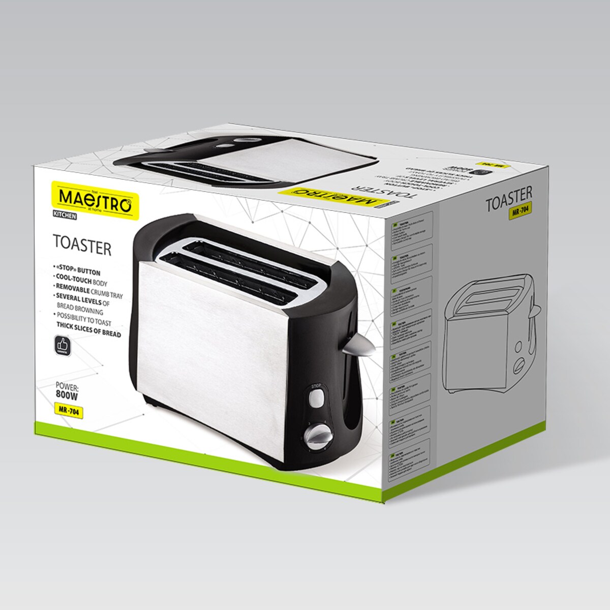 Toster opiekacz na tosty do kanapek pieczywa 800W MAESTRO
