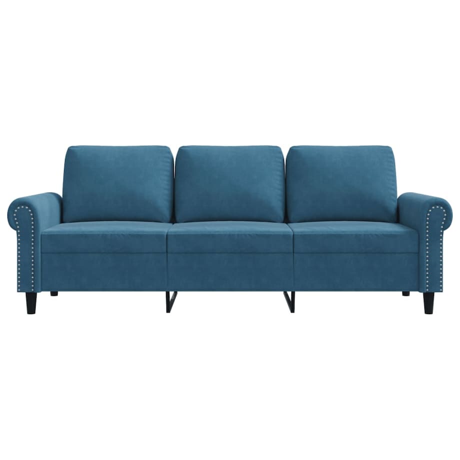 vidaXL Sofa 3-osobowa, niebieski, 180 cm, tapicerowana aksamitem