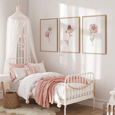 3 x plakat dla dzieci | kwiaty zestaw III 30x40