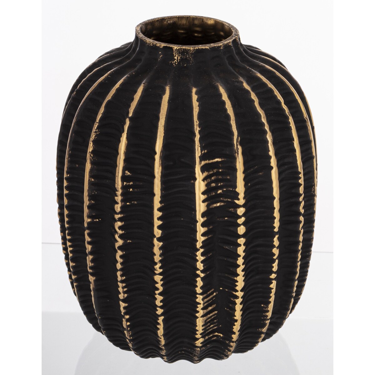 Wazon szklany 19x15x15 cm KADO-3 ze złotym prążkowaniem