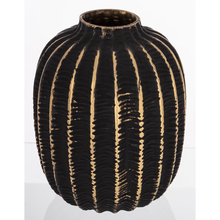 Wazon szklany 19x15x15 cm KADO-3 ze złotym prążkowaniem