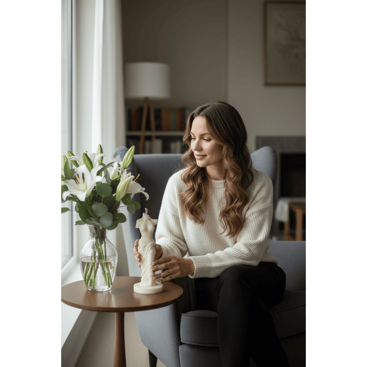 Świeca sojowa Venus – artystyczna rzeźba z naturalnego wosku, idealna jako elegancki prezent dla kobiety