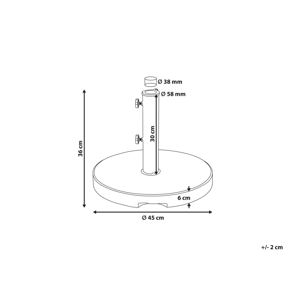 Podstawa pod parasol okrągła ⌀ 45 cm szara CEGGIA