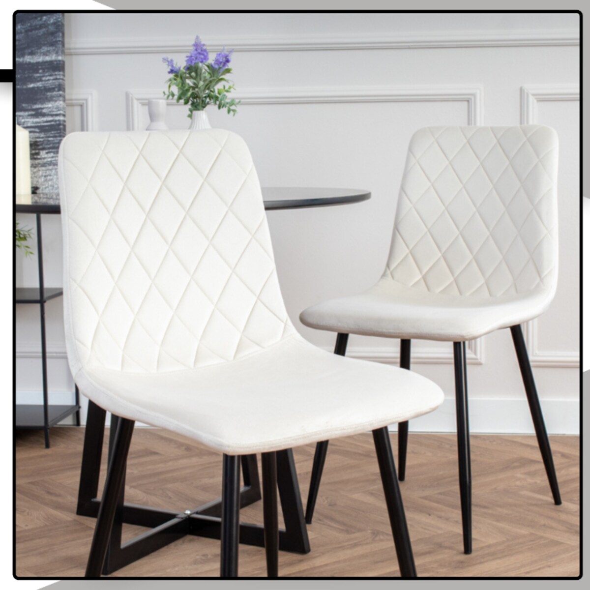 Krzesło beżowe tapicerowane pikowane welurowe nowoczesne wygodne velvet