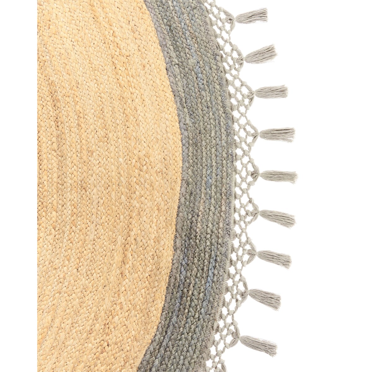 Dywan okrągły z juty 200 cm beżowy z szarym MARTS