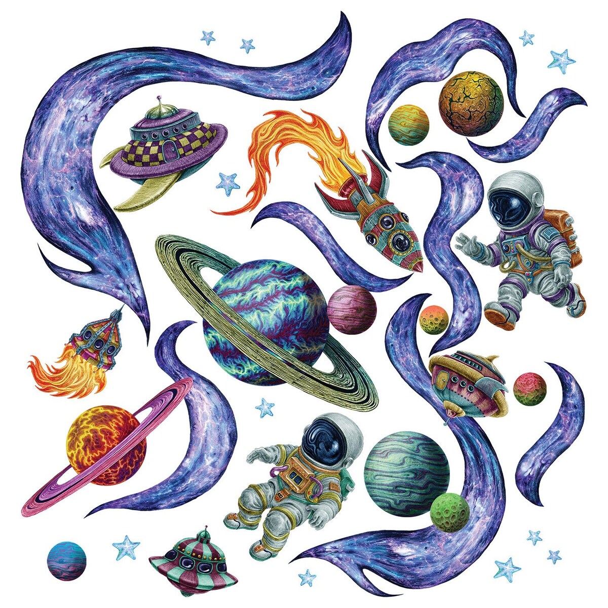 Zestaw naklejek na ścianę, Kosmiczne marzenia, 130cm