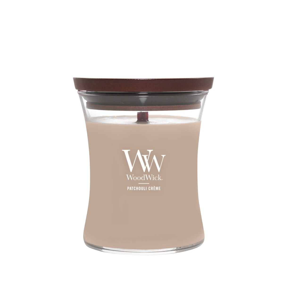 WoodWick świeca średnia PATCHOULI CREME