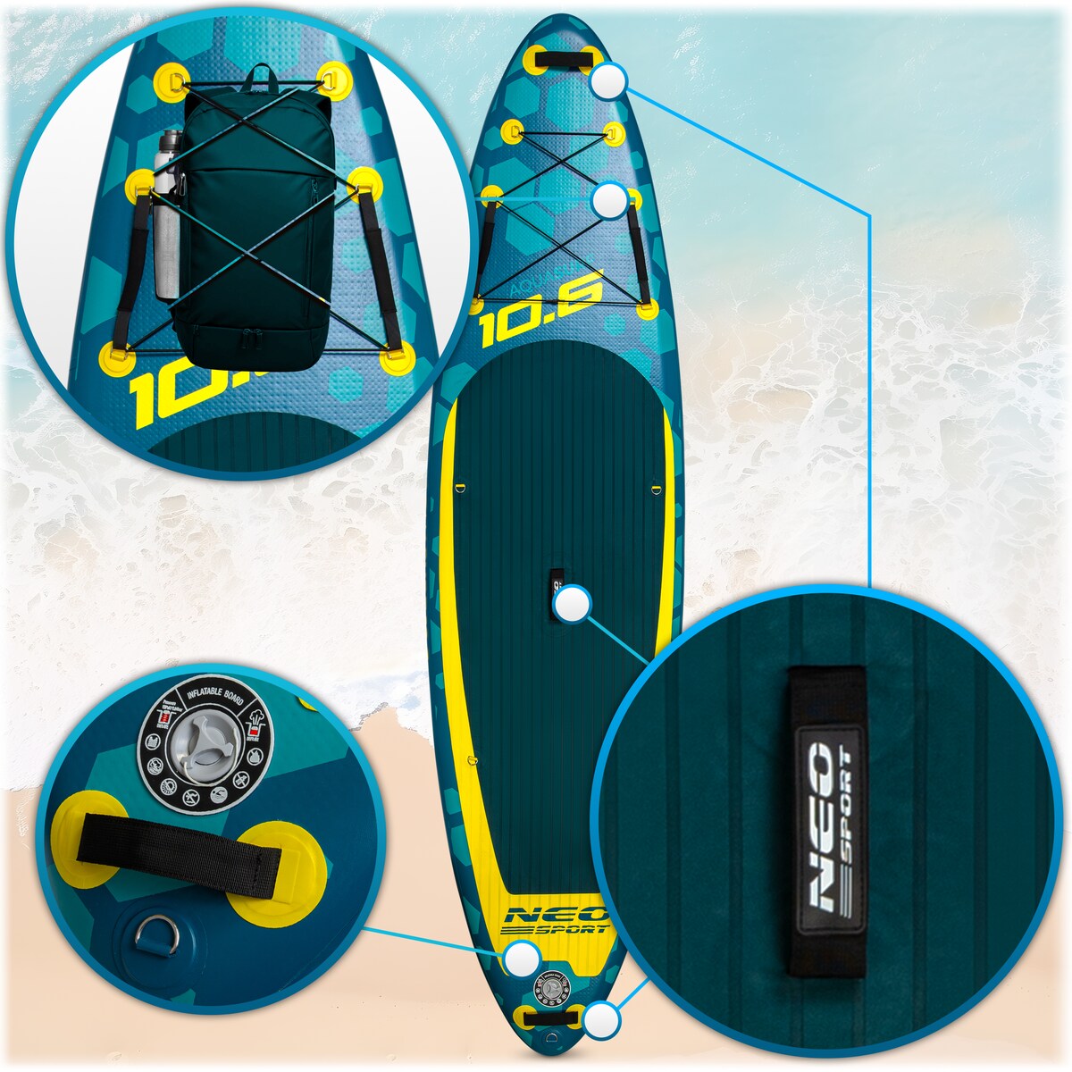 Deska SUP do pływania pompowana Paddle Aquasurf Neo-Sport 320cm ZESTAW