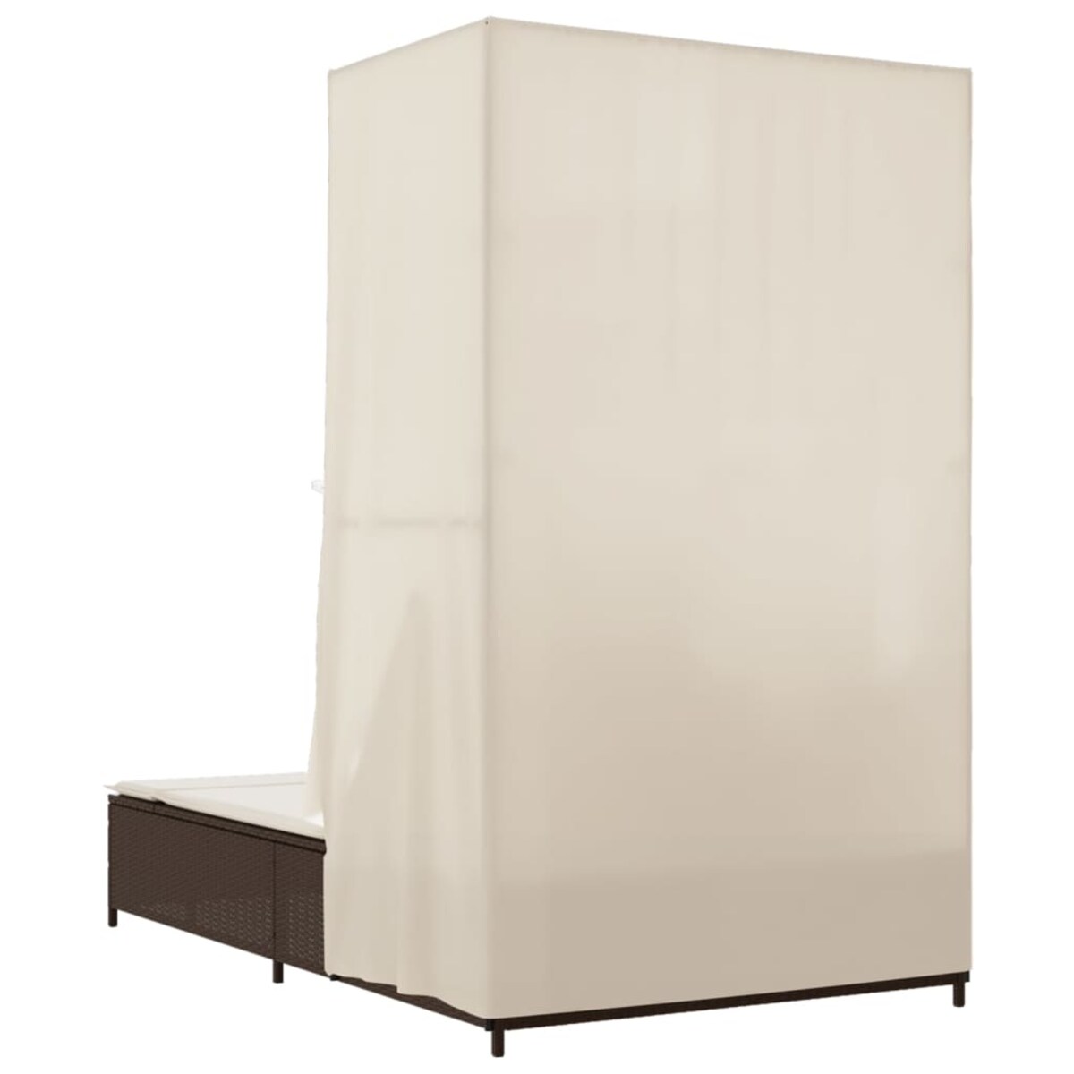 vidaXL Podwójna leżanka z daszkiem i zasłonami, brązowy polirattan