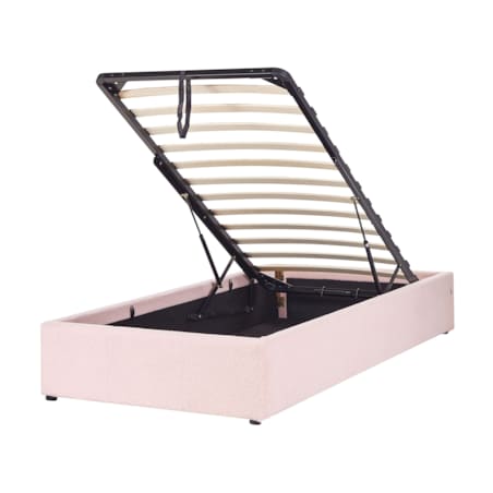 Łóżko z pojemnikiem boucle 90 x 200 cm różowe DINAN