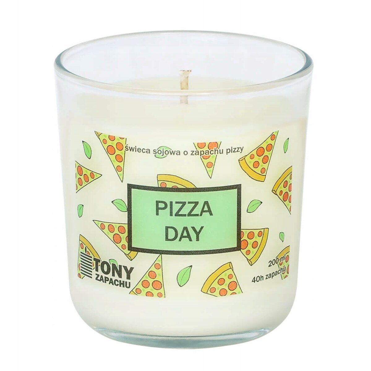 Naturalna ręcznie robiona świeca sojowa zapachowa w szkle PIZZA DAY 40h palenia 200ml - prezent upominek dla kobiety mamy dziewczyny żony babci niej