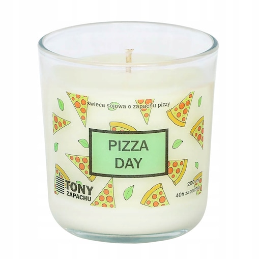 Naturalna ręcznie robiona świeca sojowa zapachowa w szkle PIZZA DAY 40h palenia 200ml - prezent upominek dla kobiety mamy dziewczyny żony babci niej