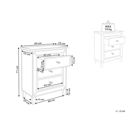 Komoda lustrzana srebrna BREVES