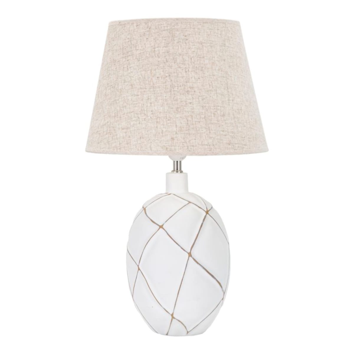 Lampa stołowa Lines, kolor bielony i brązowy, żywica syntetyczna i żelazo, 35 x 35 x 60 cm, 1 x E27, max. 40 W, do salonu i sypialni, Mauro Ferretti