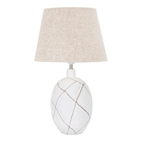Lampa stołowa Lines, kolor bielony i brązowy, żywica syntetyczna i żelazo, 35 x 35 x 60 cm, 1 x E27, max. 40 W, do salonu i sypialni, Mauro Ferretti