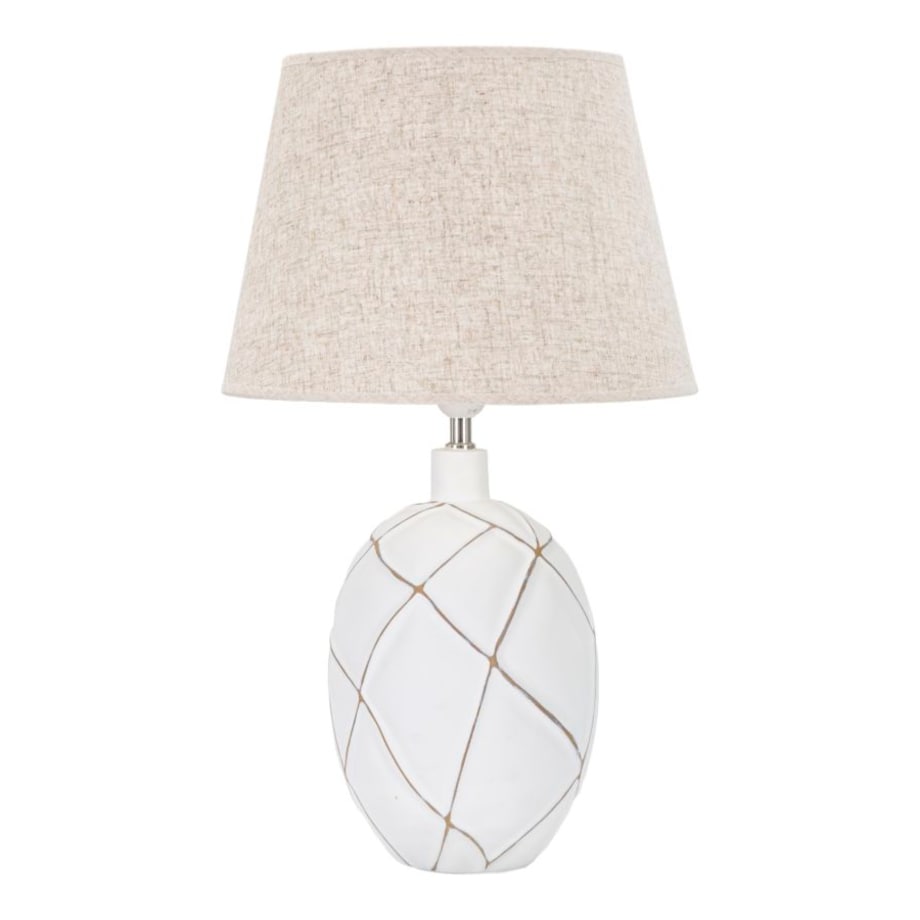 Lampa stołowa Lines, kolor bielony i brązowy, żywica syntetyczna i żelazo, 35 x 35 x 60 cm, 1 x E27, max. 40 W, do salonu i sypialni, Mauro Ferretti