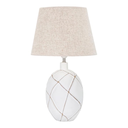 Lampa stołowa Lines, kolor bielony i brązowy, żywica syntetyczna i żelazo, 35 x 35 x 60 cm, 1 x E27, max. 40 W, do salonu i sypialni, Mauro Ferretti
