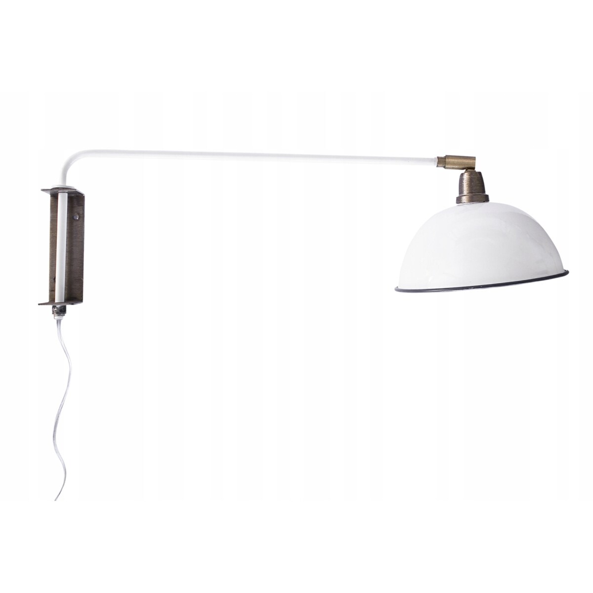 LAMPA ŚCIENNA KINKIET biała z włącznikiem metalowy do salonu sypialni