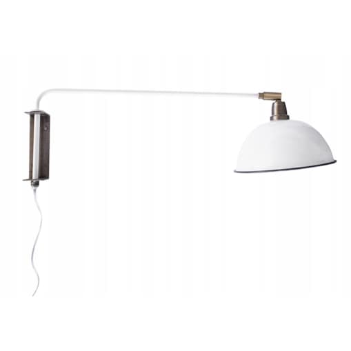 LAMPA ŚCIENNA KINKIET biała z włącznikiem metalowy do salonu sypialni
