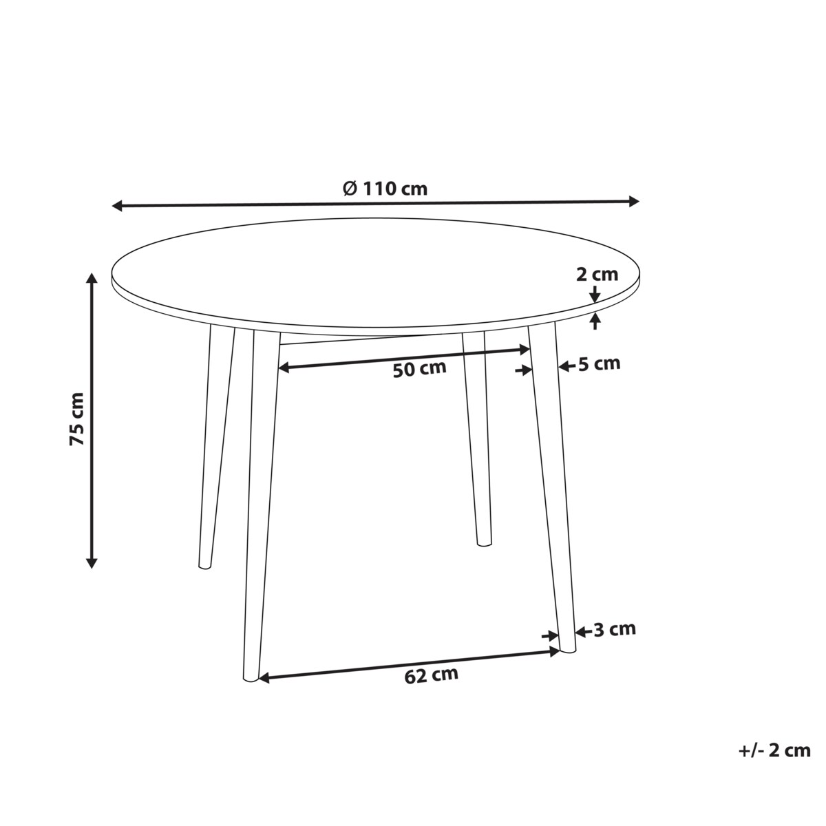 Stół do jadalni RADAN Jasnobrązowy 110 cm 110 cm