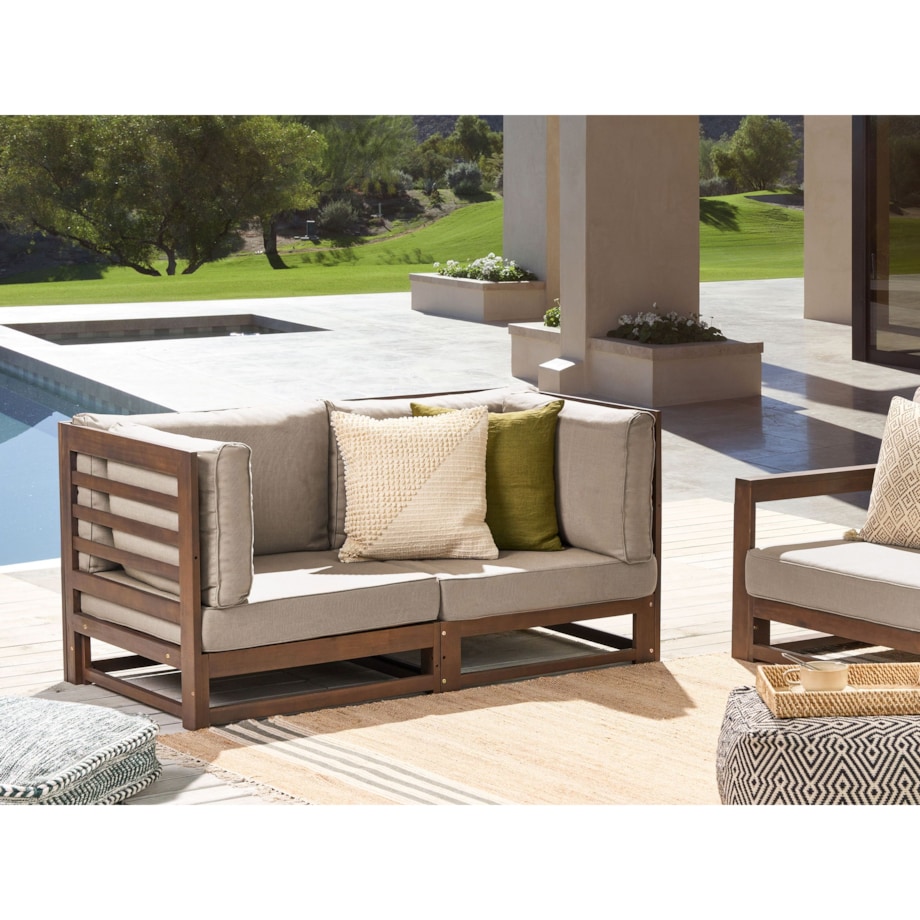 Sofa ogrodowa dla 2 osób TRANI Modułowy Certyfikowane drewno akacjowe Ciemnobrązowy