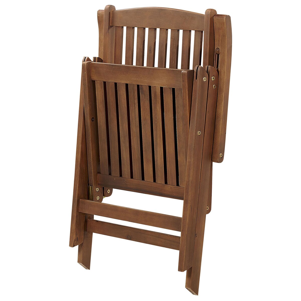 Zestaw 2 krzeseł ogrodowych drewno akacjowe z poduszkami czerwonymi AMANTEA