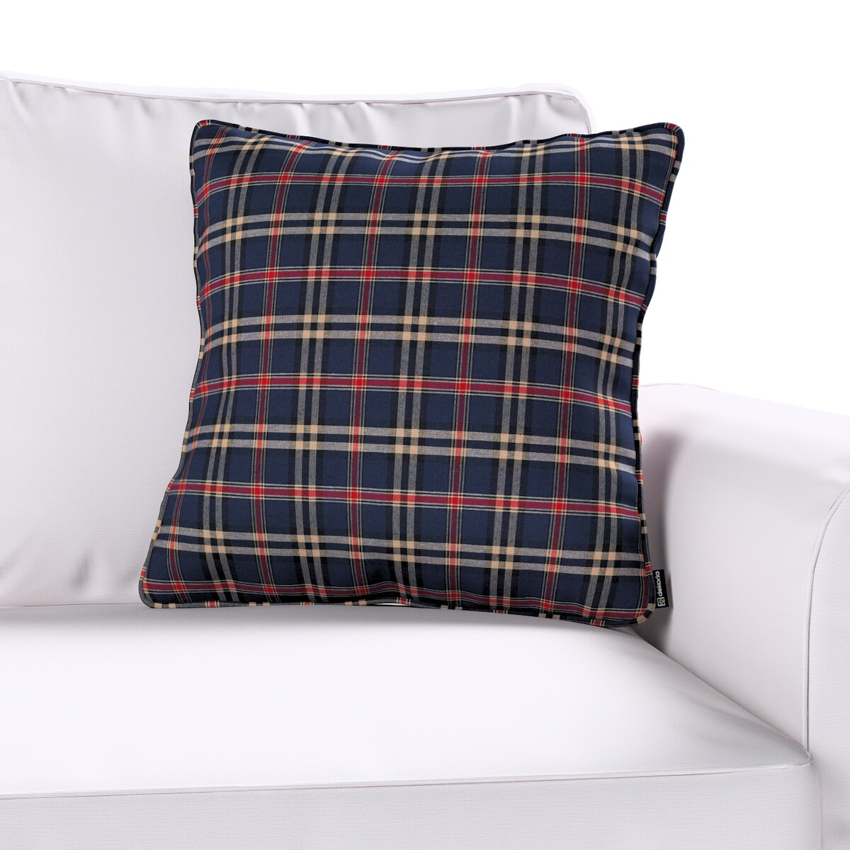 Poszewka Gabi na poduszkę 45x45 granatowo-czerwona kratka