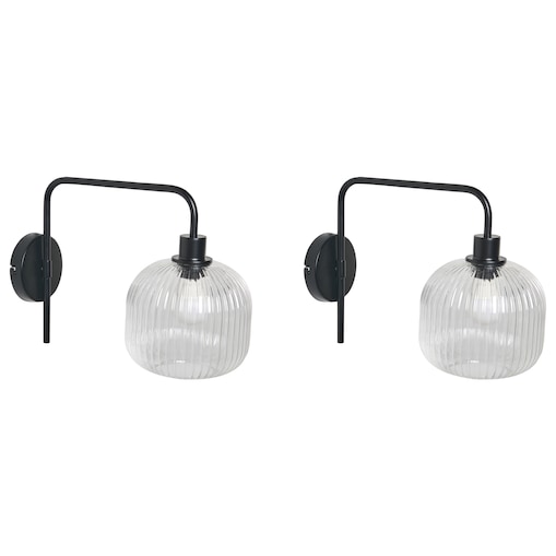 Zestaw 2 lamp ściennych COMAPALA Czarny Metal