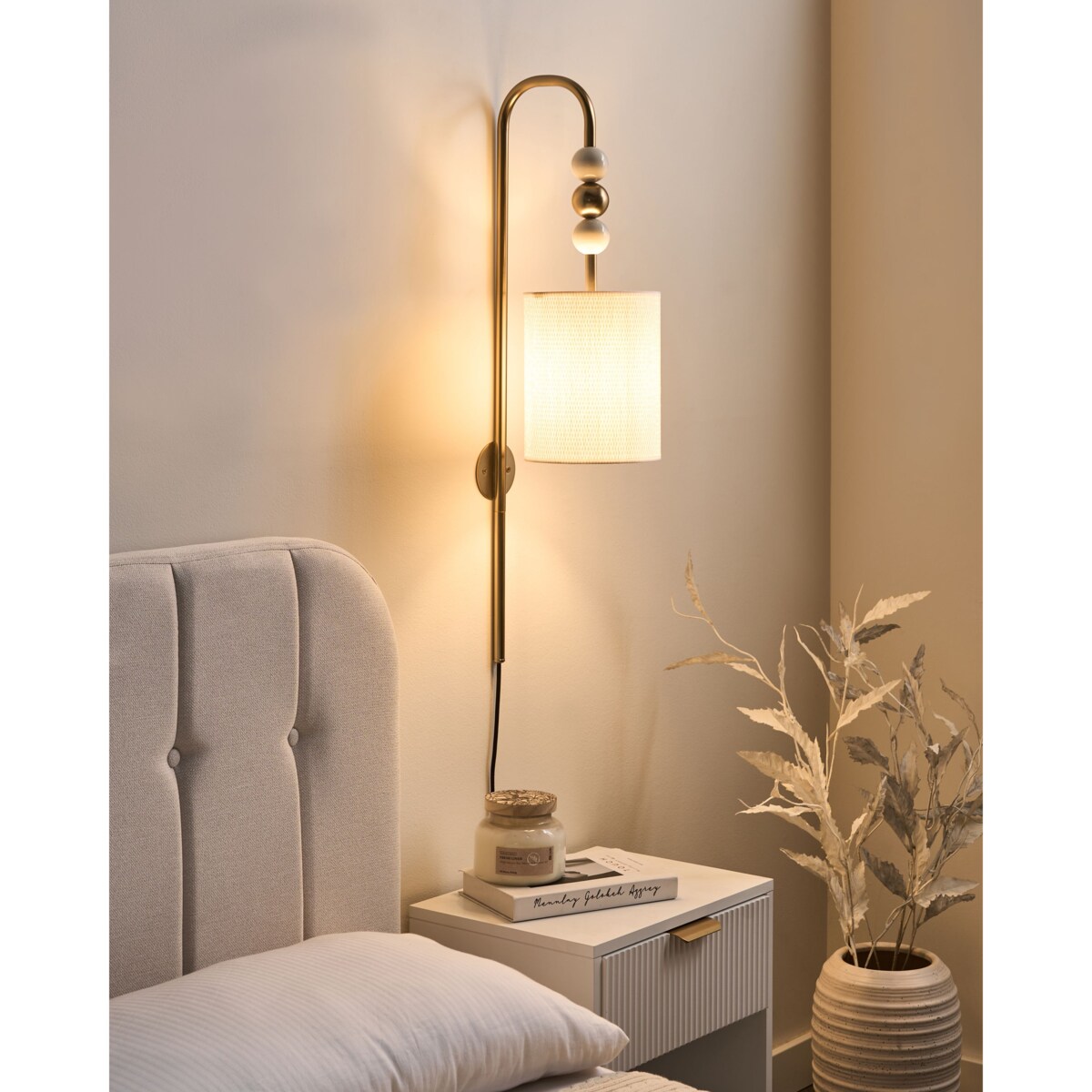 Lampa ścienna LOKY Mosiężny/beżowy Metal