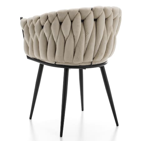 Krzesło tapicerowane plecione glamour salon welurowe LATINA beżowa