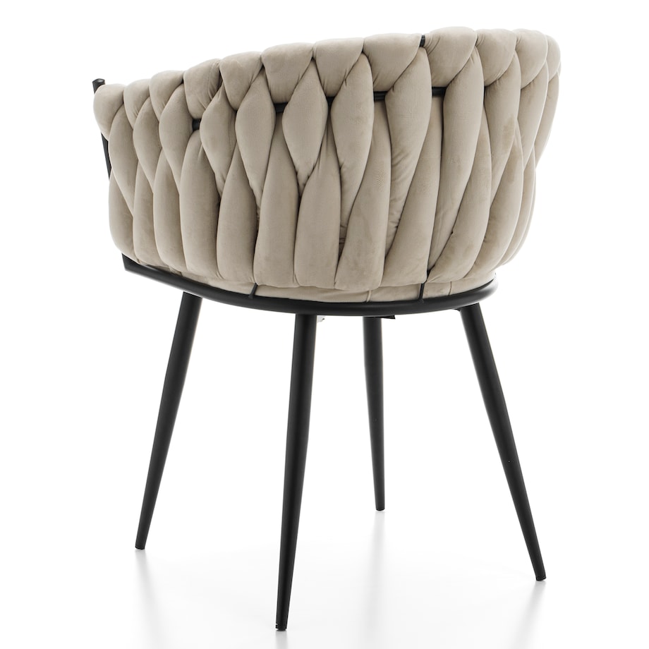 Krzesło tapicerowane plecione glamour salon welurowe LATINA beżowa