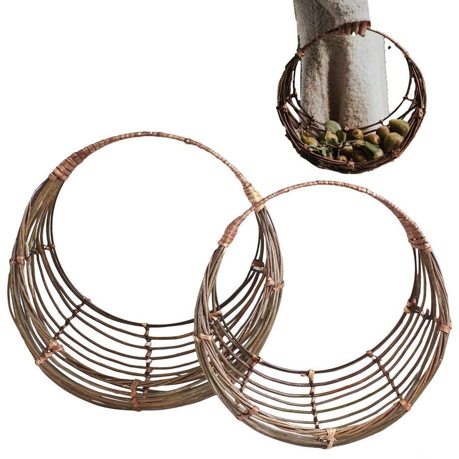 KOSZ DREWNIANY NA ZAKUPY WARZYWA OWOCE PRANIE duży boho naturalny 2 szt.