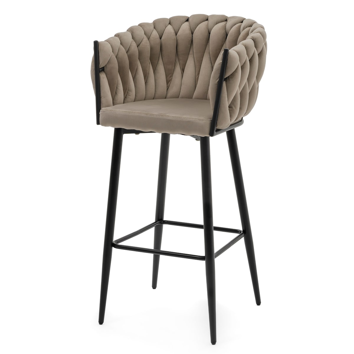 Hoker tapicerowany welurowy pleciony do salonu jadalni barowy glamour LATINA