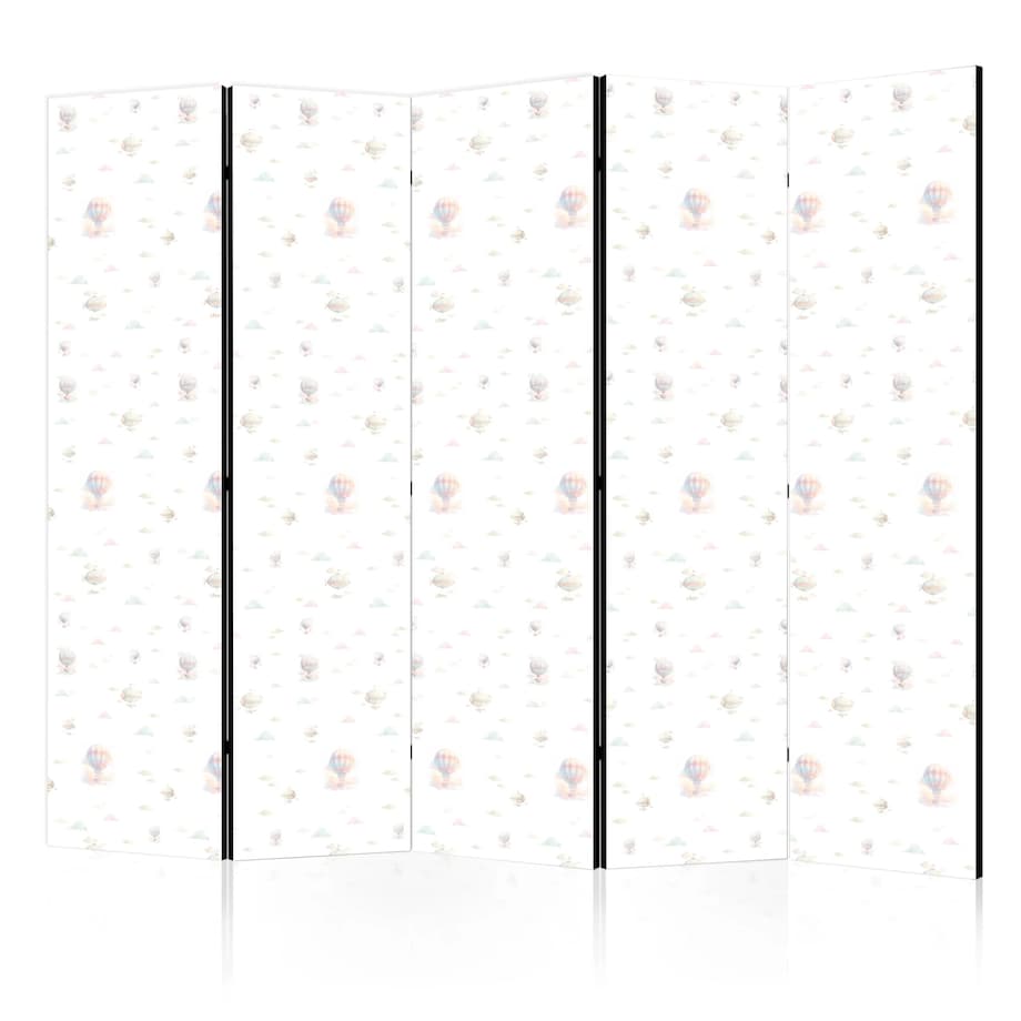 Parawan dwustronny Dla dzieci 225x172 cm 5-częściowy czarny