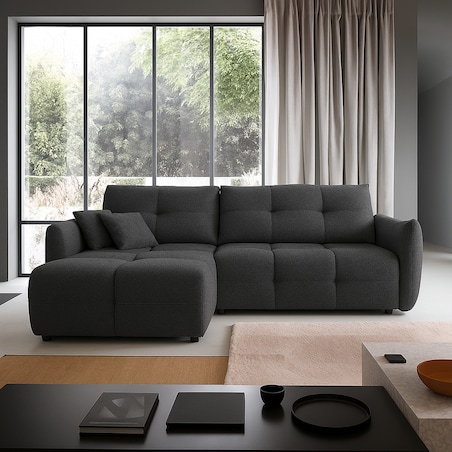 Narożnik z funkcją spania do salonu BOSE, lewostronny, grafitowy