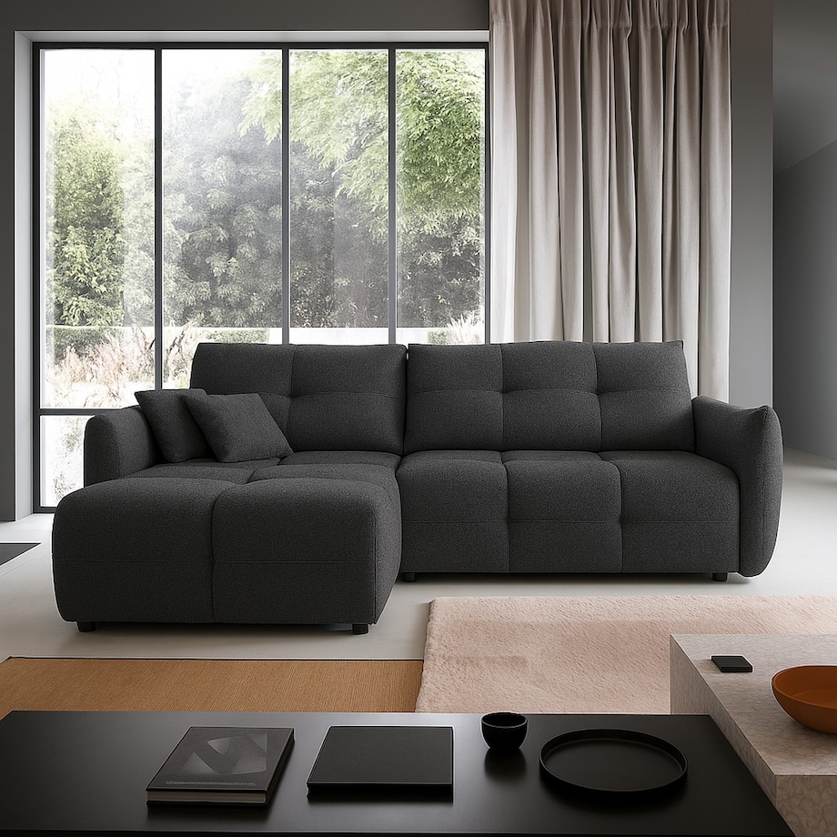 Narożnik z funkcją spania do salonu BOSE, lewostronny, grafitowy