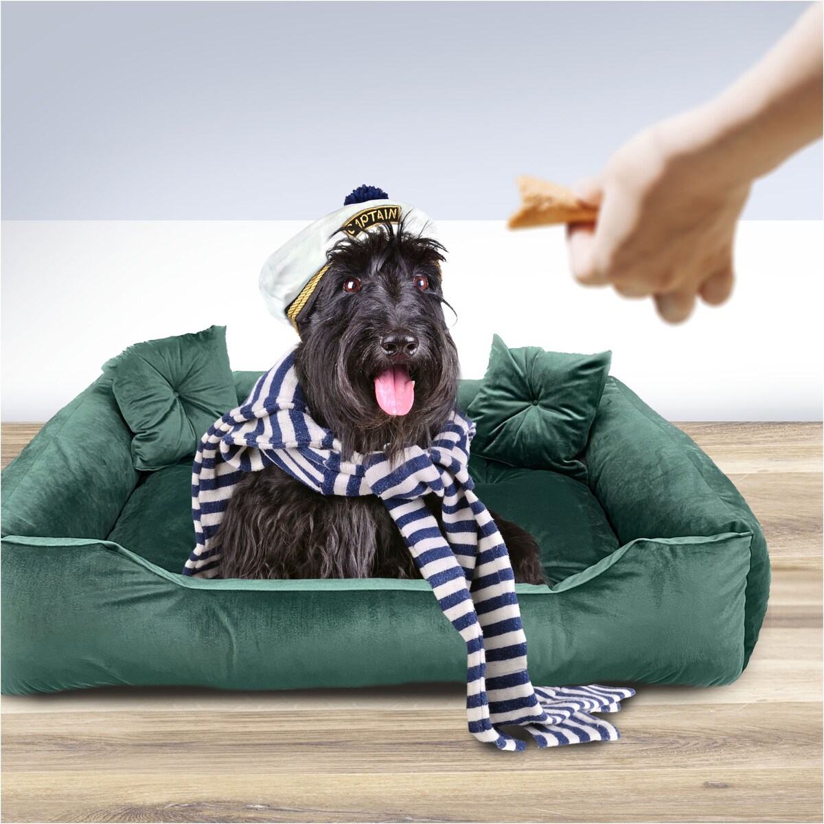 Legowisko Dla Psa Kanapa Posłanie Welurowe 90X75 Cm Pikowane Prestiżowe Zielone