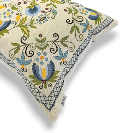 Dwustronna folkowa podłużna poduszka gobelinowa 46x36 Legenda