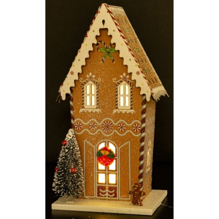 Domek LED świąteczny z choinką 22 cm