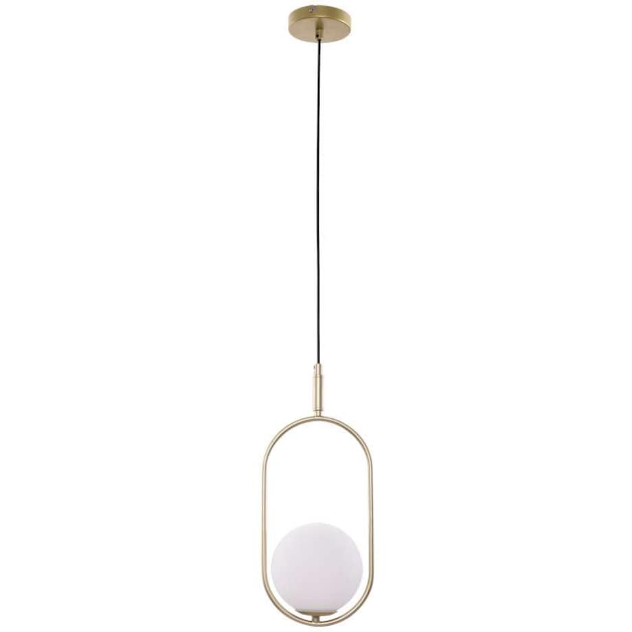 Wisząca LAMPA modernistyczna CORDEL 31-73457 Candellux metalowa OPRAWA zwis szklana kula ball mosiężna biała